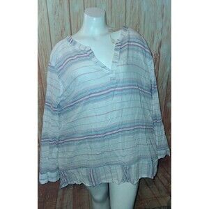 Old Navy Stripe Long Sleeve V-neck Tunic Blouse Sz XXL